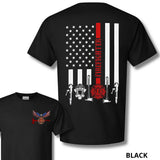 American Flag Firefighter T-Shirt, Thin Red Line Rescue Tools Graphic Tee, Soft Cotton Blend Shirt, Patriotic Fireman Apparel for Men & Women, First Responder Giftn, American Liberty Gift Menswear Top