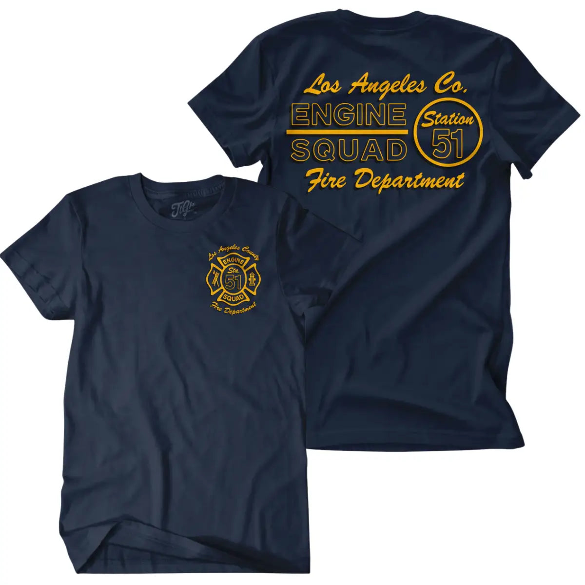 Los Angeles Co Engine Squad Station 51 Tee | Vintage Fire Department Shirt - Heavy Cotton First Responder Gift