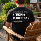 REARRANGE THESE LETTERS TO FORM WORDS 1 PNEIS 2 BUTTSXE DID YOU GET SPINE AND SUBTEXT YEAH NEITHER DID I 8
