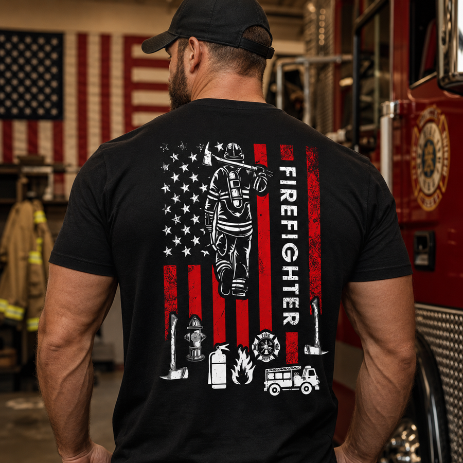 Custom  Firefighter Shirt, Custom Last Name Firefighter Tee, Firefighter Gift for Him, Firefighter Dad Shirt, Fire Department Gift 4