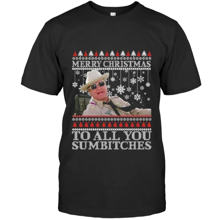 Nostalgic-style Christmas design featuring Sheriff Buford T. Justice from the film "Smokey and the Bandit" 4