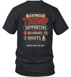 THERE ARE 2 TYPES OF TRUMP SUPPORTERS 1 BILLIONAIRES 2 IDIOTS G01 1900 12 WHICH ONE YOU ARE