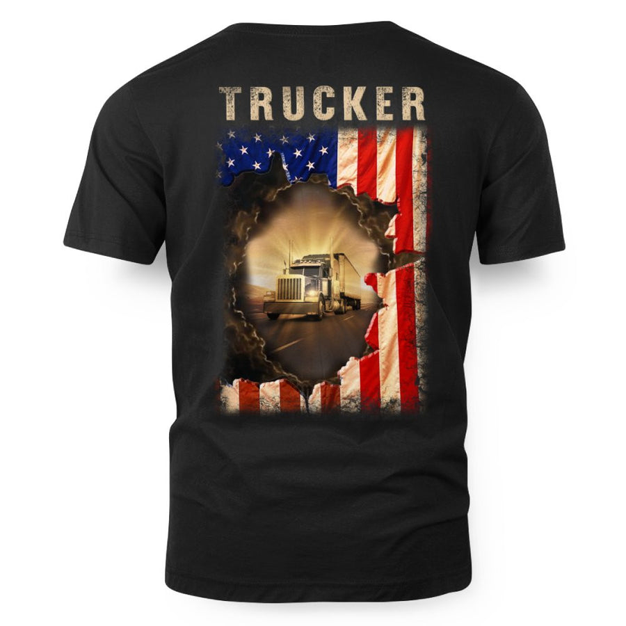 Patriotic American Flag Truck Driver