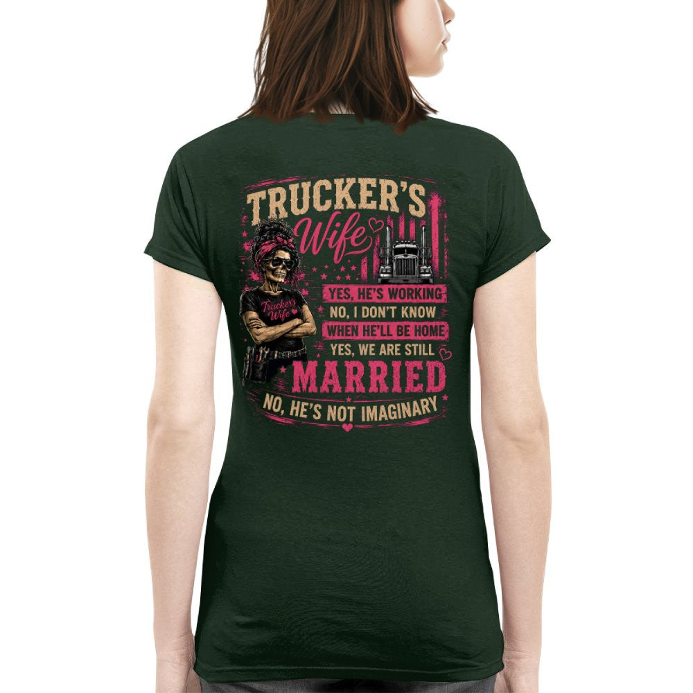 Trucker's Wife T-Shirt – Funny Married Trucker Wife Gift for Women 8