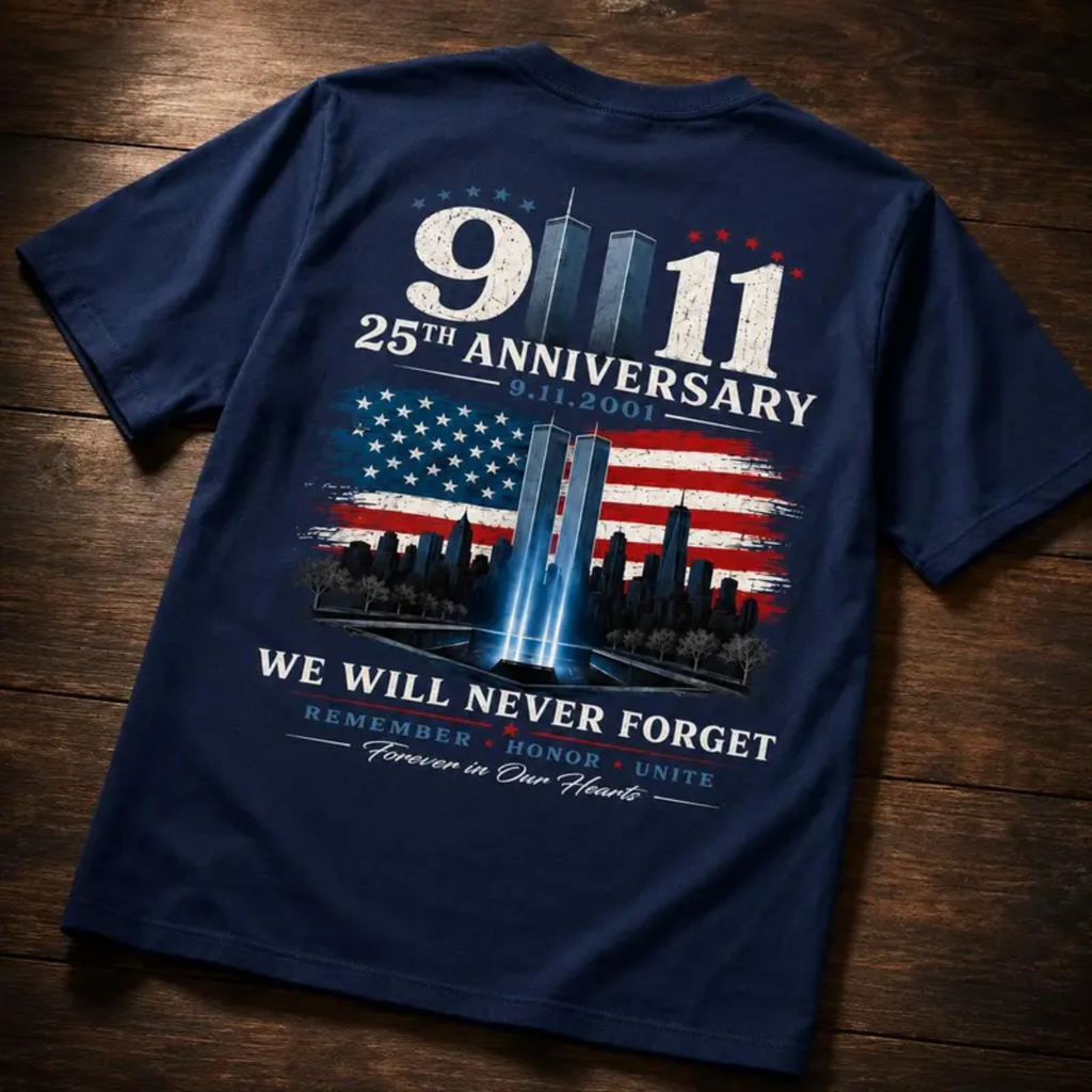 9/11 25th Anniversary Tee - We Will Never Forget 9.11.2001 3