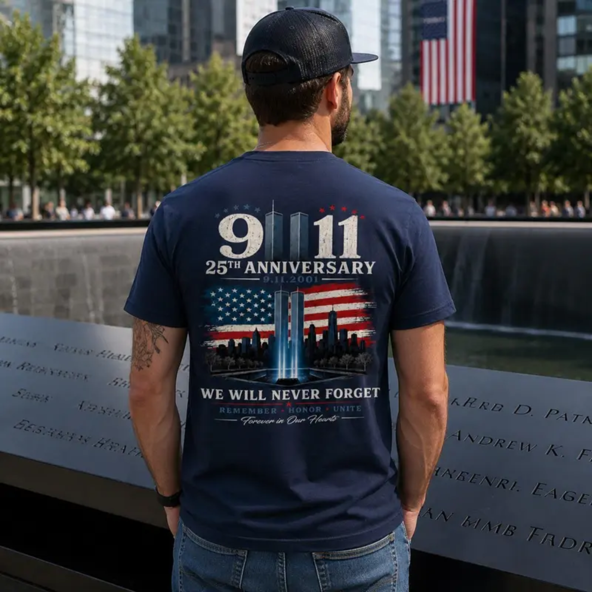 9/11 25th Anniversary Tee - We Will Never Forget 9.11.2001 5