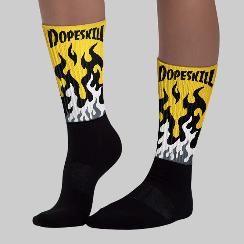 Tour Yellow 4s DopeSkill Sublimated Socks FIRE Graphic