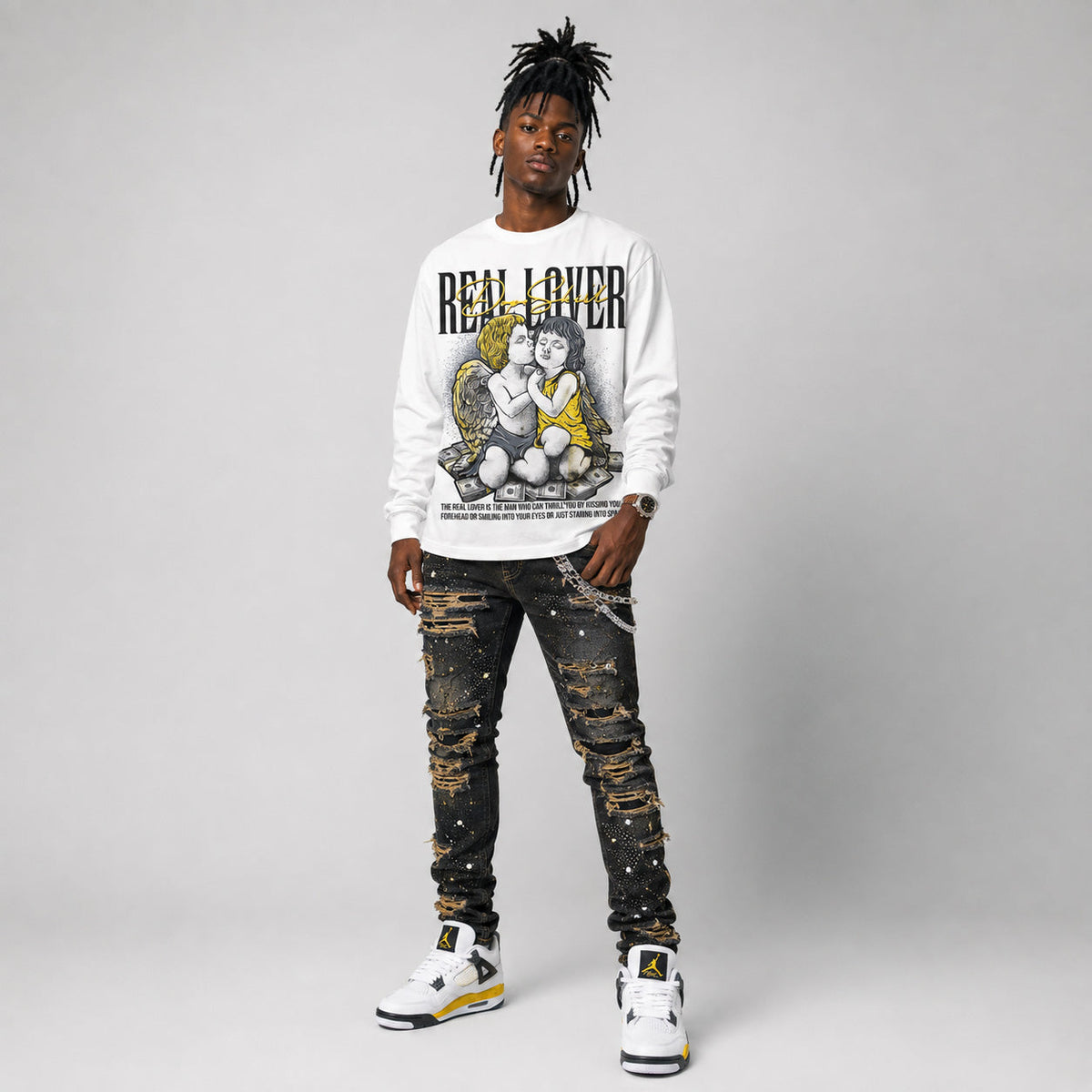 Tour Yellow 4s DopeSkill Long Sleeve T-Shirt Real Lover Graphic