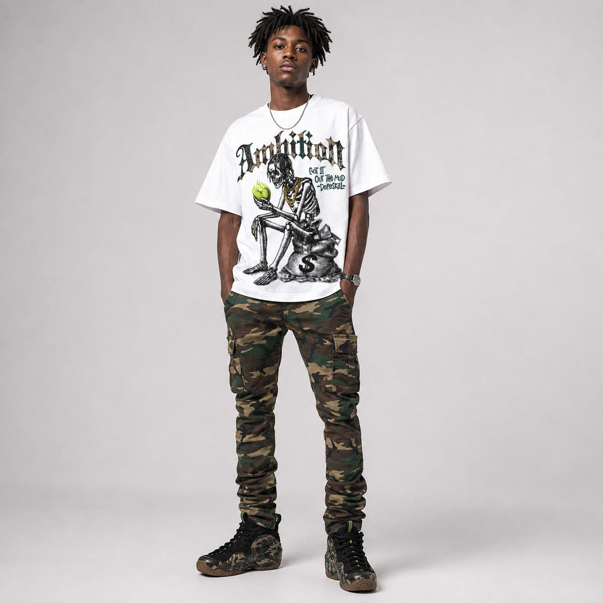 Foamposite One Green Camo DopeSkill T-Shirt Ambition Graphic