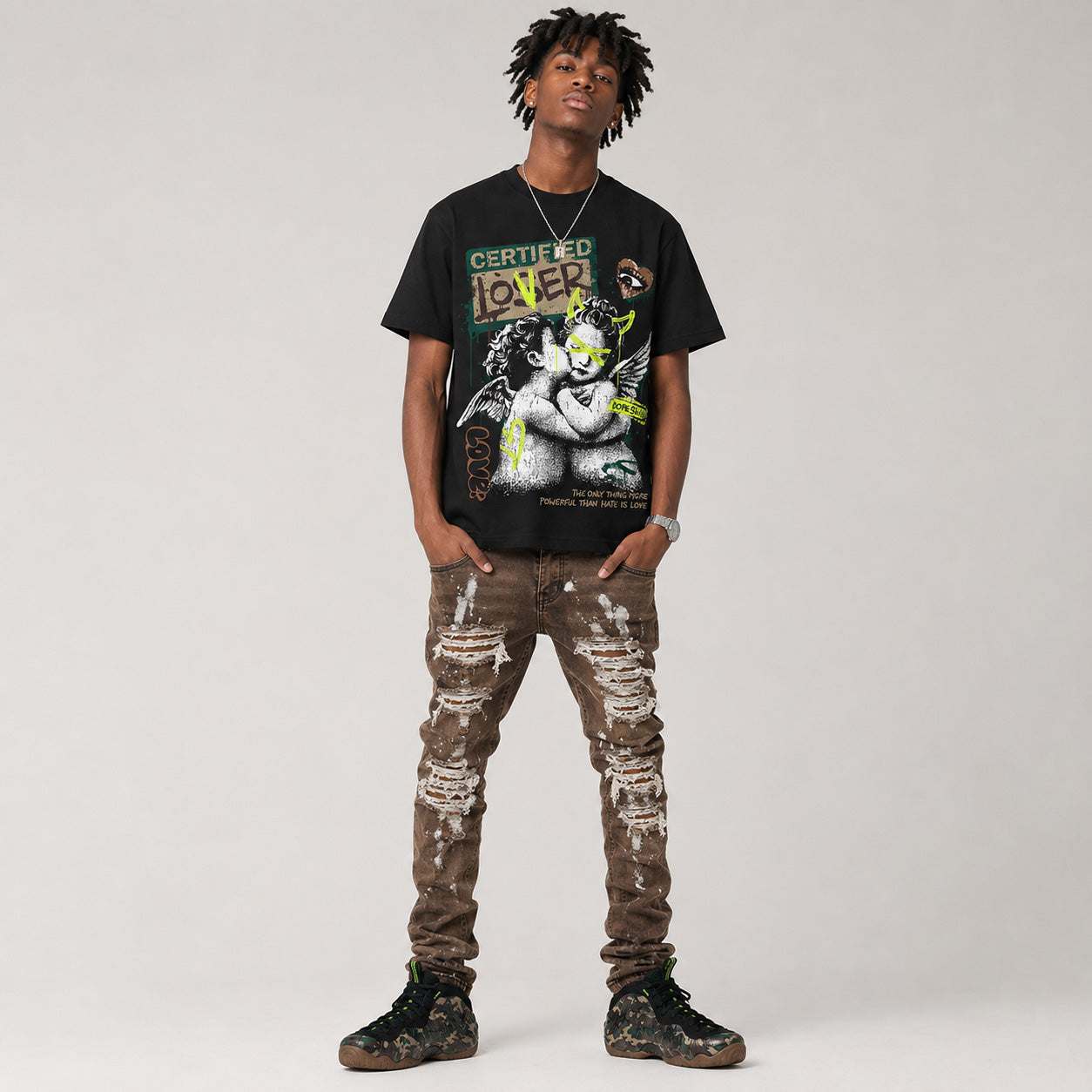 Foamposite One Green Camo DopeSkill T-Shirt Certified Lover Graphic