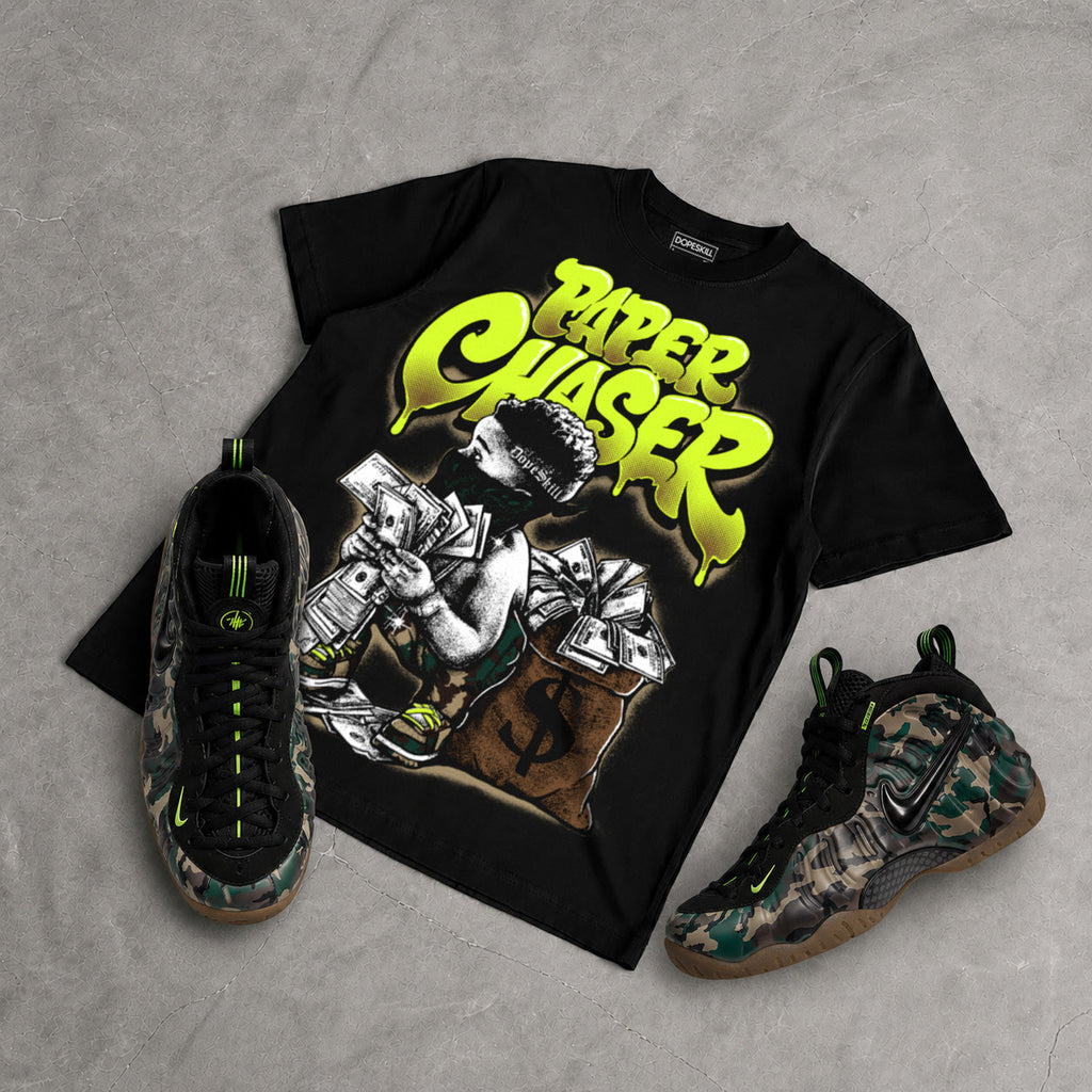Foamposite One Green Camo DopeSkill T-Shirt Paper Chaser Boy Graphic
