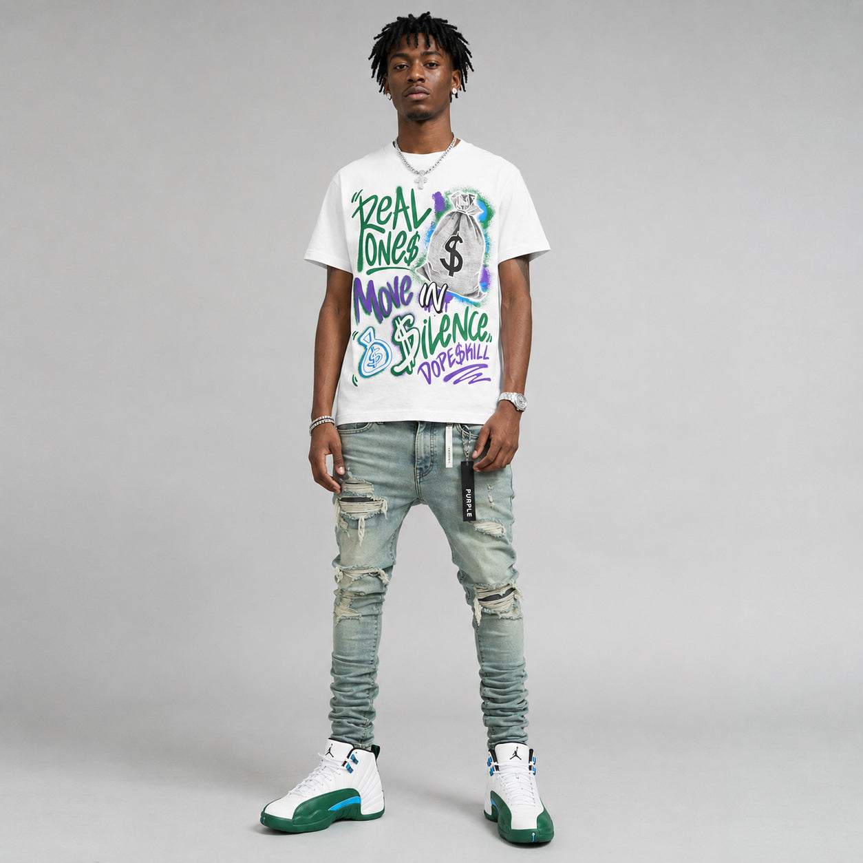 Bucks 12s DopeSkill T-Shirt Real Ones Move In Silence Graphic
