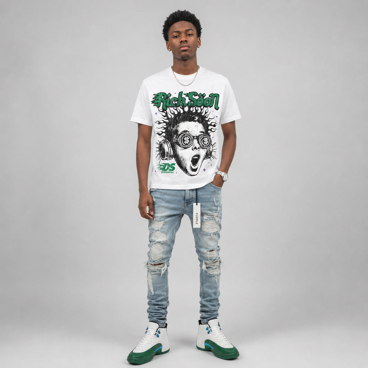 Bucks 12s DopeSkill Oversize Print T-Shirt Rich Soon Graphic