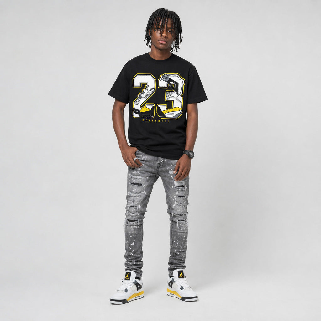 Tour Yellow 4s DopeSkill T-Shirt 23 with 4s Pattern Graphic