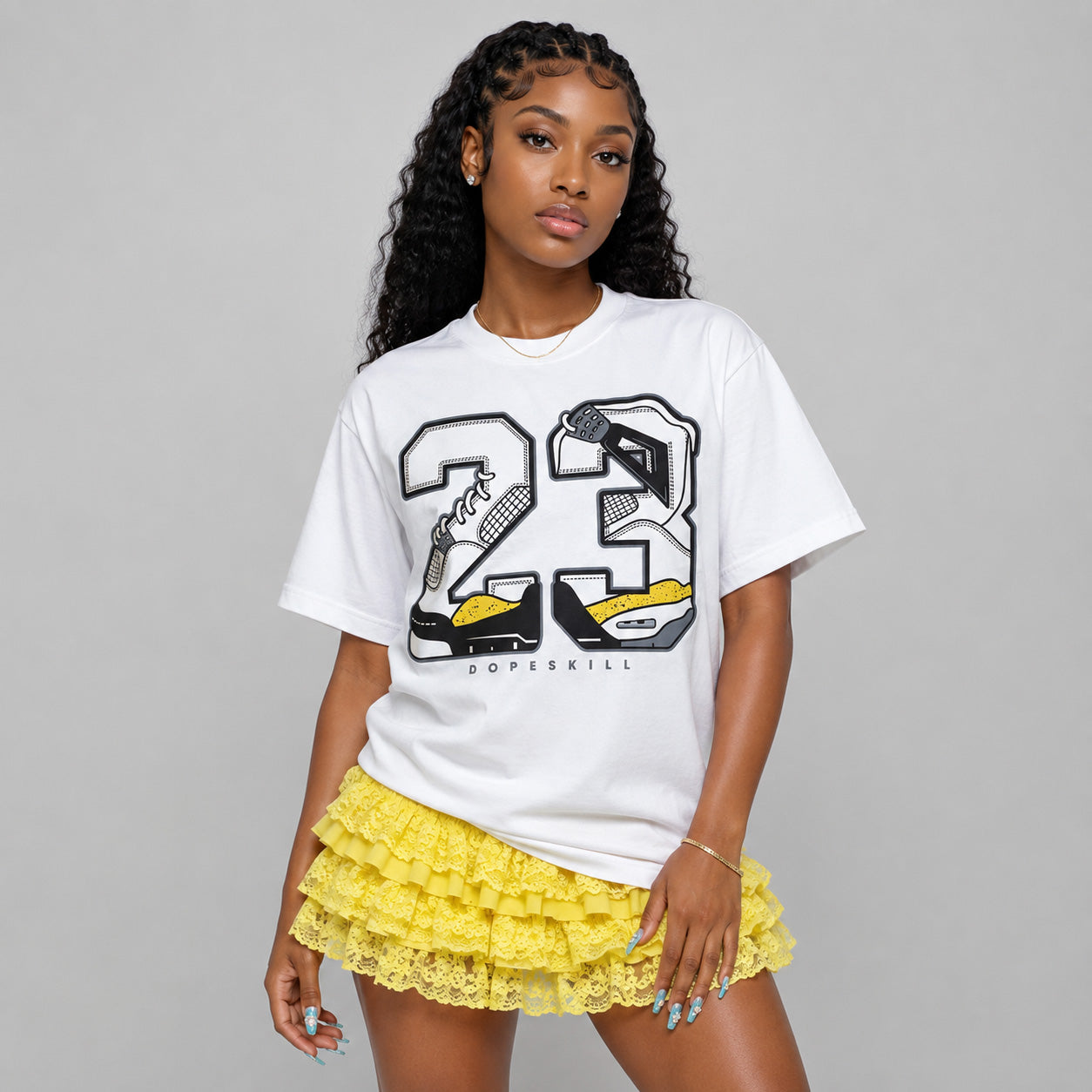 Tour Yellow 4s DopeSkill T-Shirt 23 with 4s Pattern Graphic