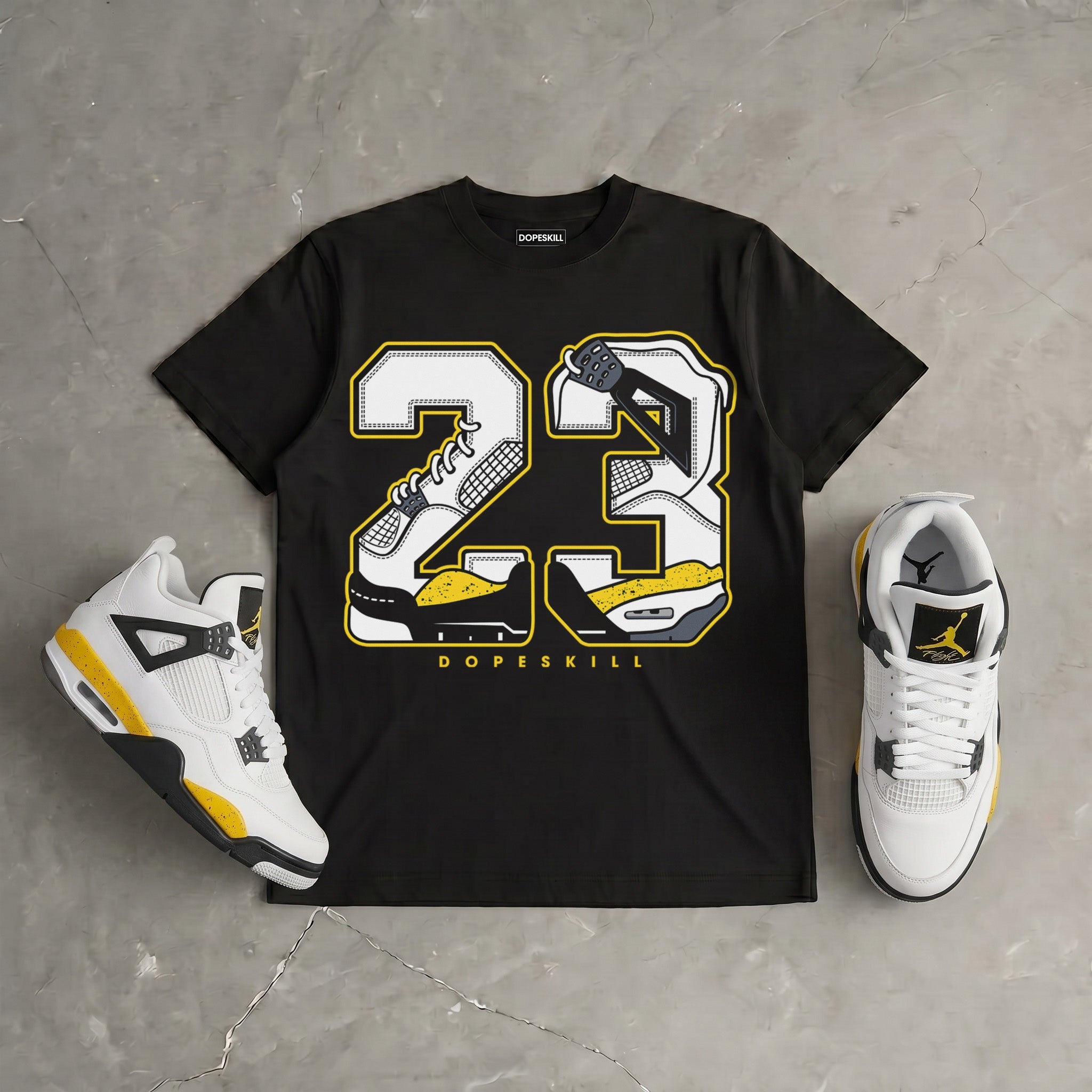 Tour Yellow 4s DopeSkill T-Shirt 23 with 4s Pattern Graphic
