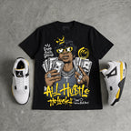 Tour Yellow 4s DopeSkill T-Shirt All Hustle No Luck Graphic