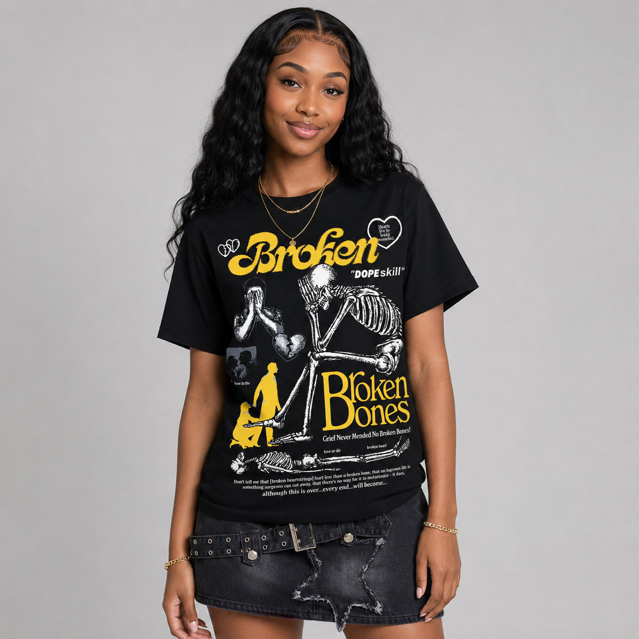 Tour Yellow 4s DopeSkill T-Shirt Broken Bones Graphic