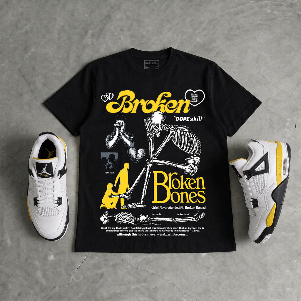 Tour Yellow 4s DopeSkill T-Shirt Broken Bones Graphic