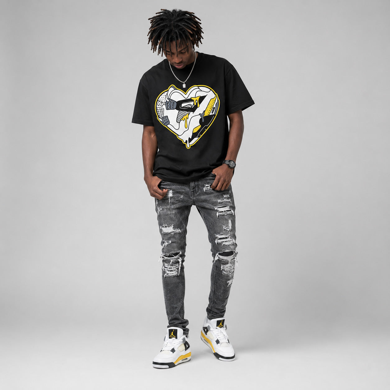 Tour Yellow 4s DopeSkill T-Shirt Heart Jordan 4 Graphic