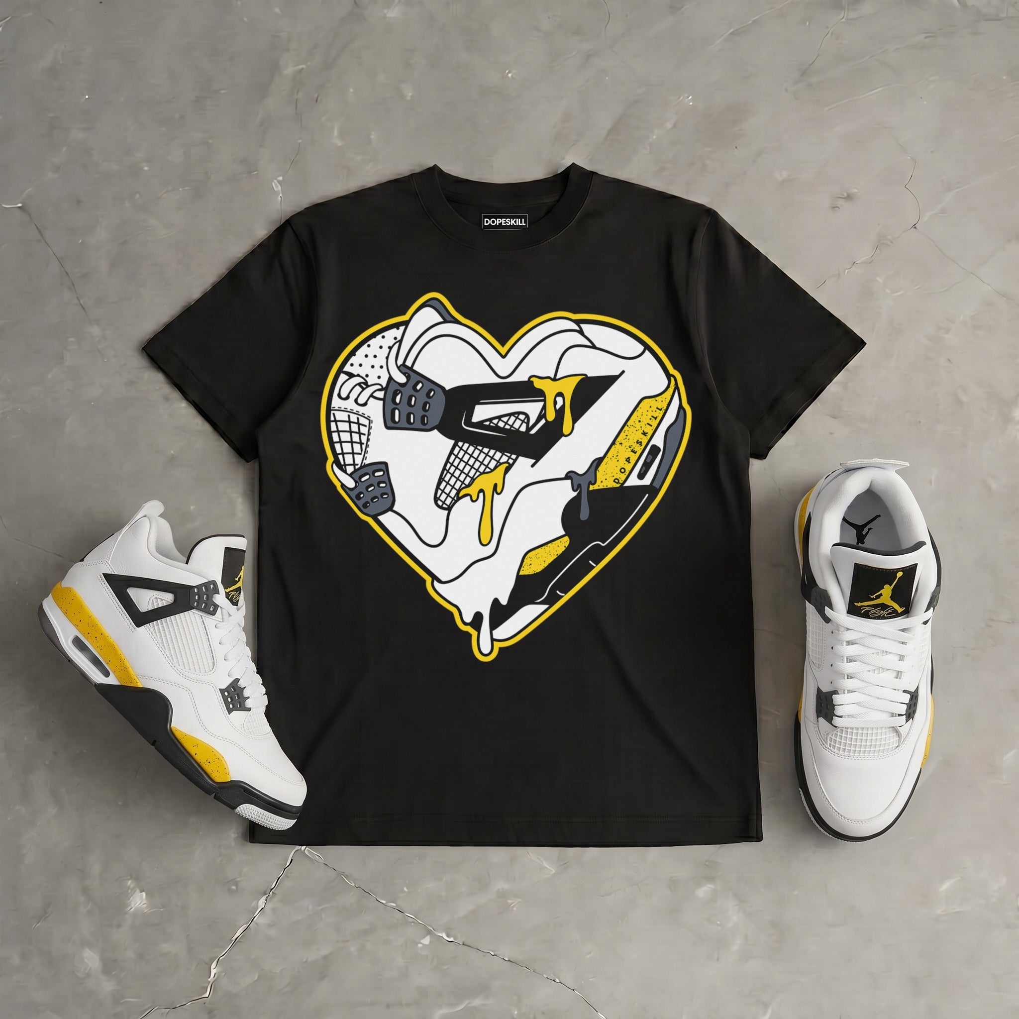 Tour Yellow 4s DopeSkill T-Shirt Heart Jordan 4 Graphic