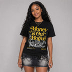 Tour Yellow 4s DopeSkill T-Shirt Money Is Our Motive Typo Graphic