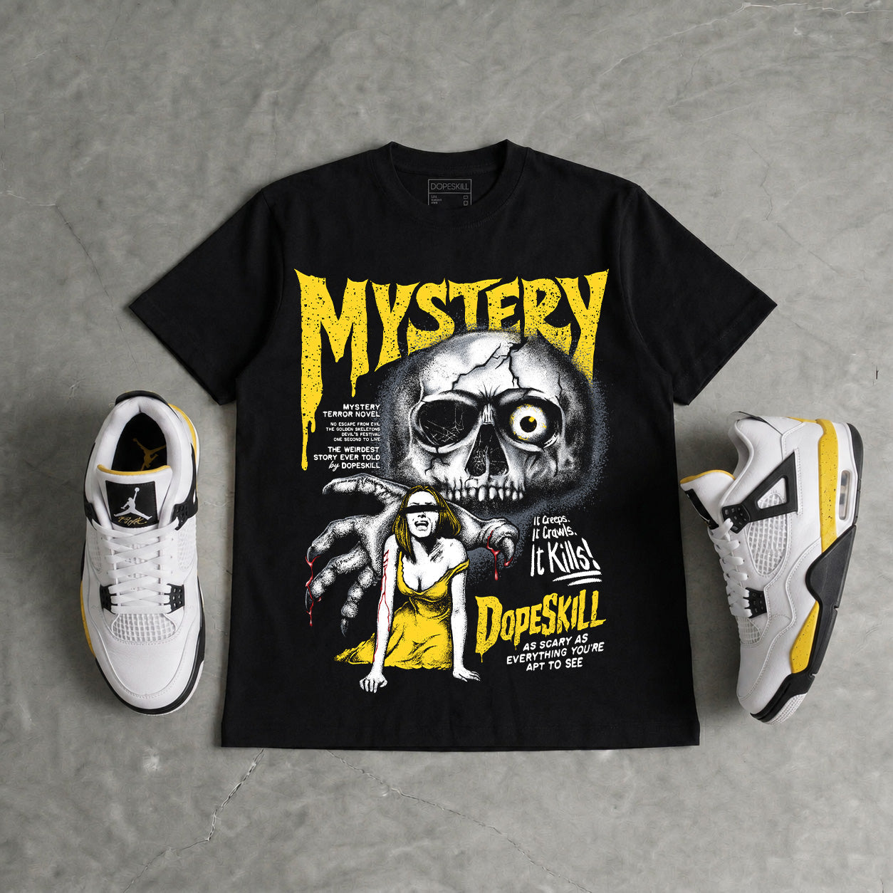 Tour Yellow 4s DopeSkill T-Shirt Mystery Ghostly Grasp Graphic