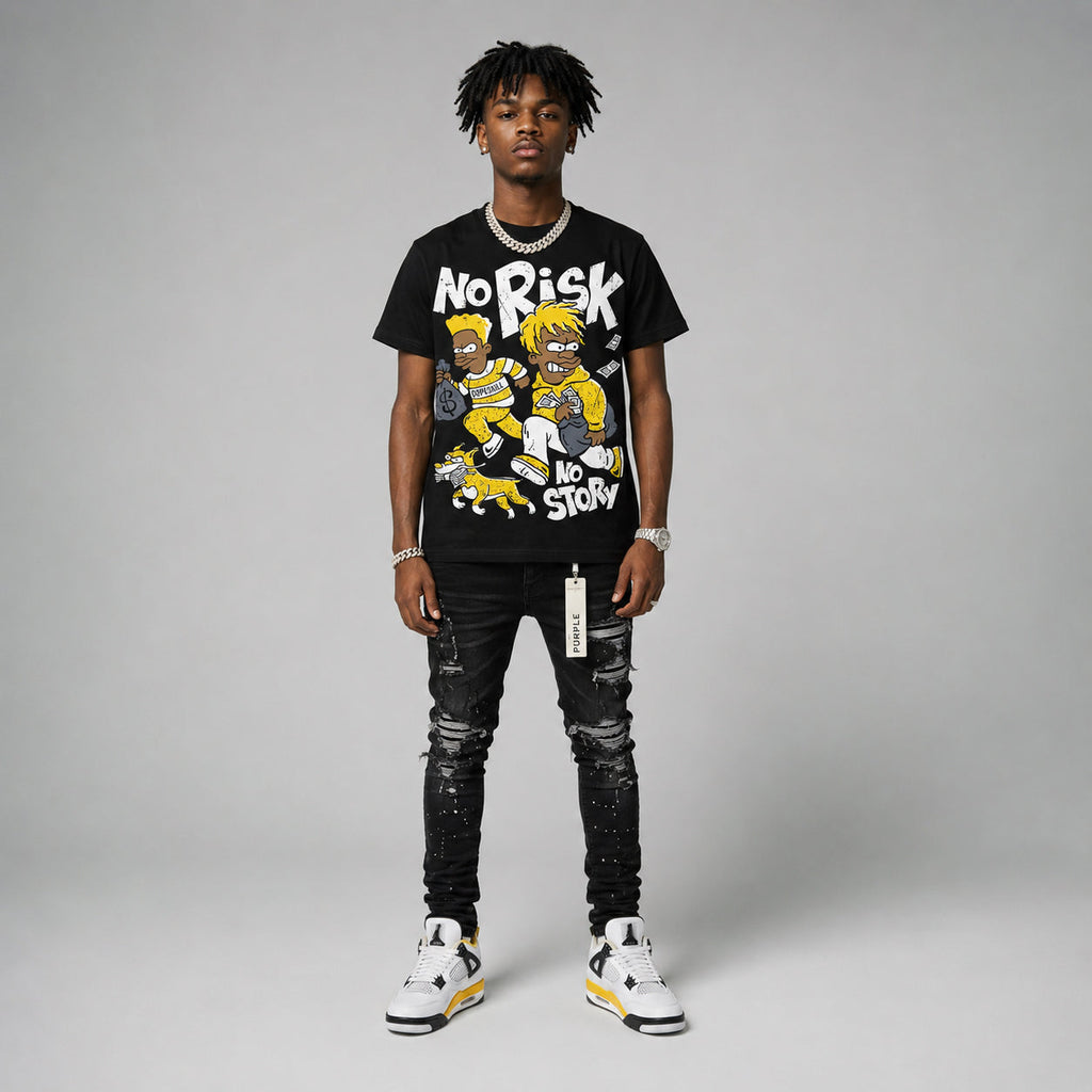 Tour Yellow 4s DopeSkill T-Shirt No Risk No Story Graphic