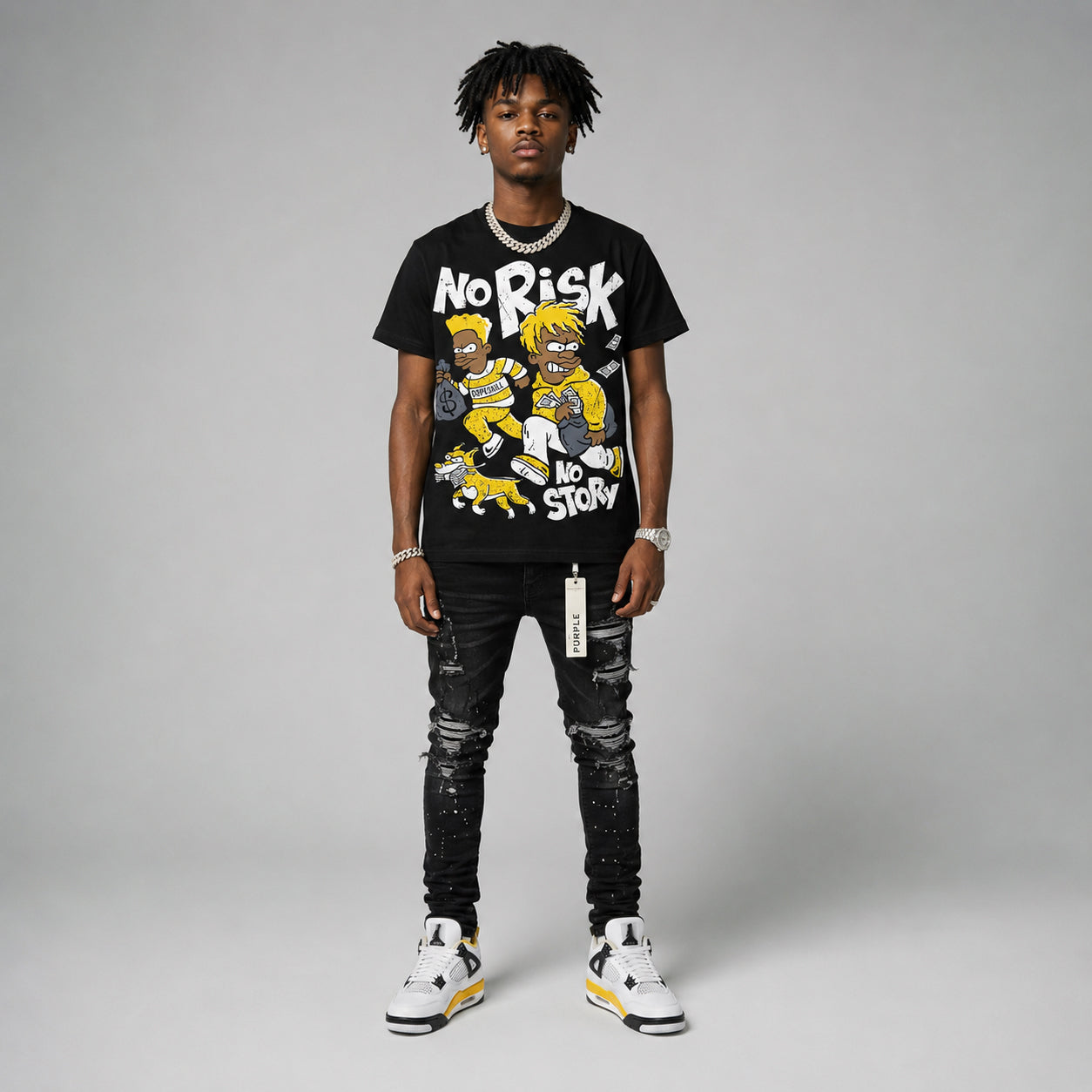 Tour Yellow 4s DopeSkill T-Shirt No Risk No Story Graphic