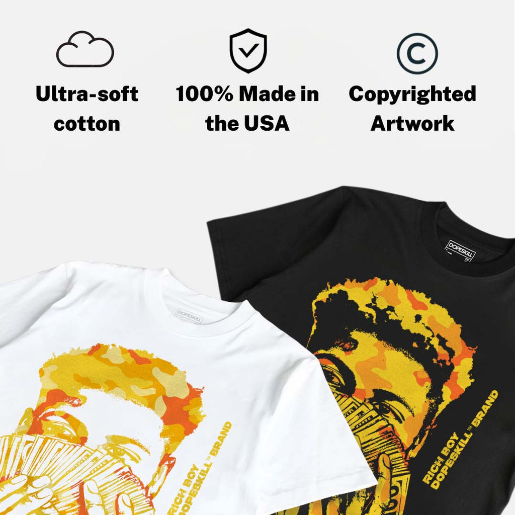Tour Yellow 4s DopeSkill T-Shirt Rich Boy Camo Graphic