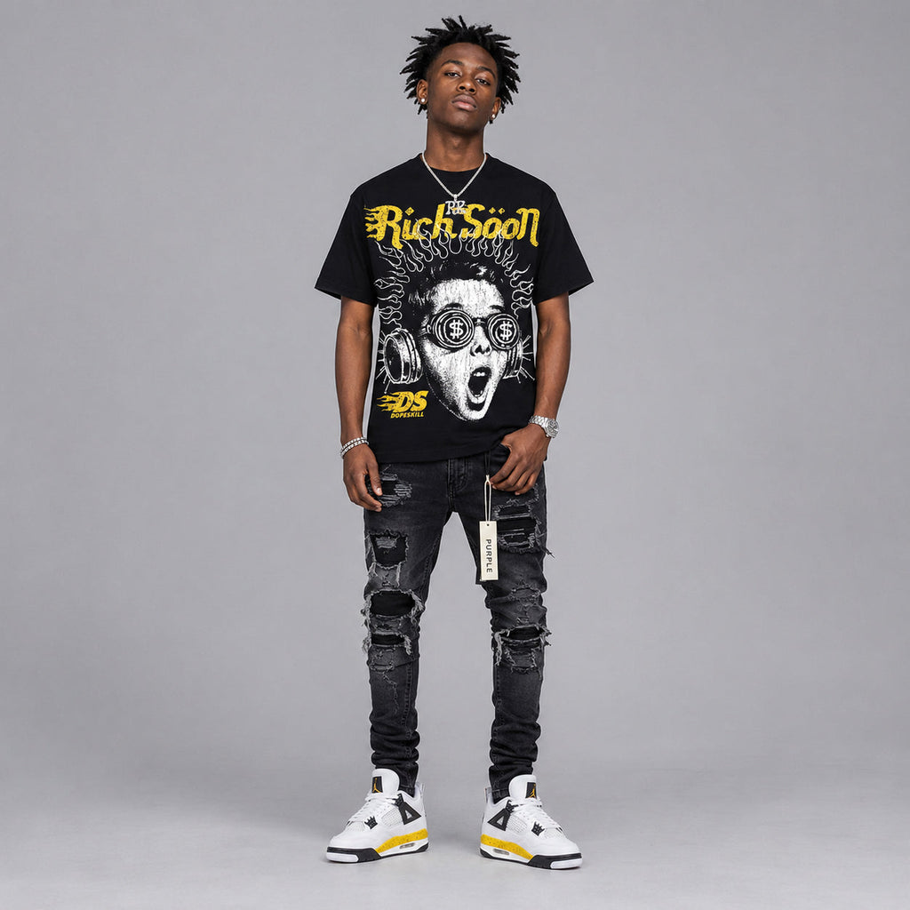 Tour Yellow 4s DopeSkill Oversize Print T-Shirt Rich Soon Graphic