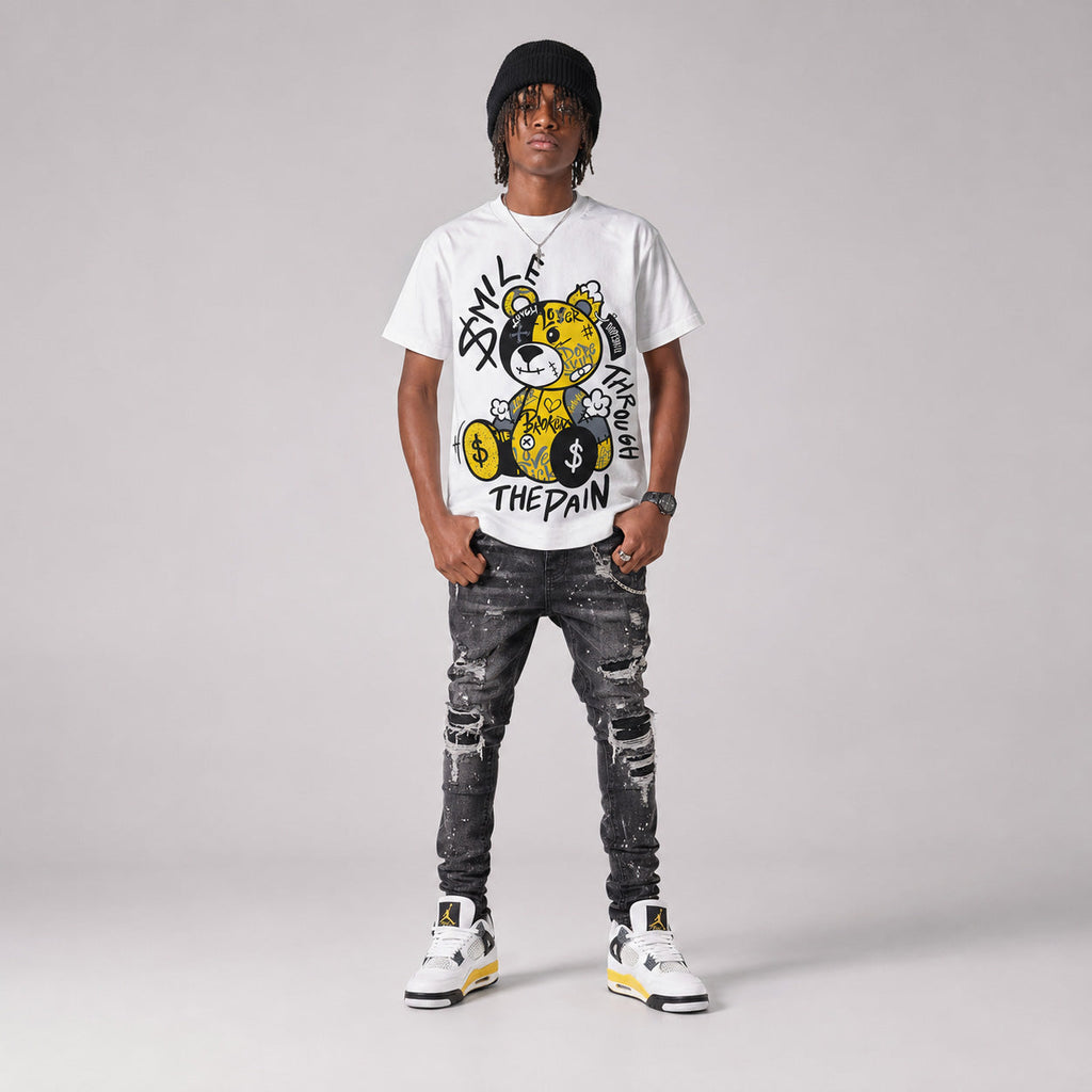 Tour Yellow 4s DopeSkill T-Shirt Smile Through The Pain Graphic