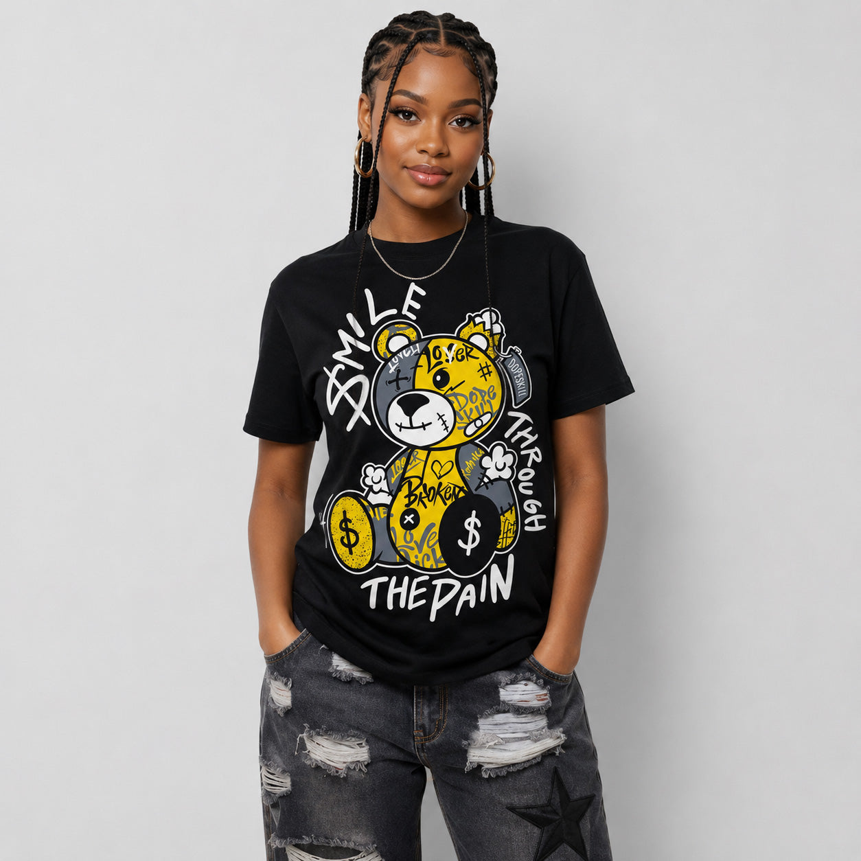 Tour Yellow 4s DopeSkill T-Shirt Smile Through The Pain Graphic