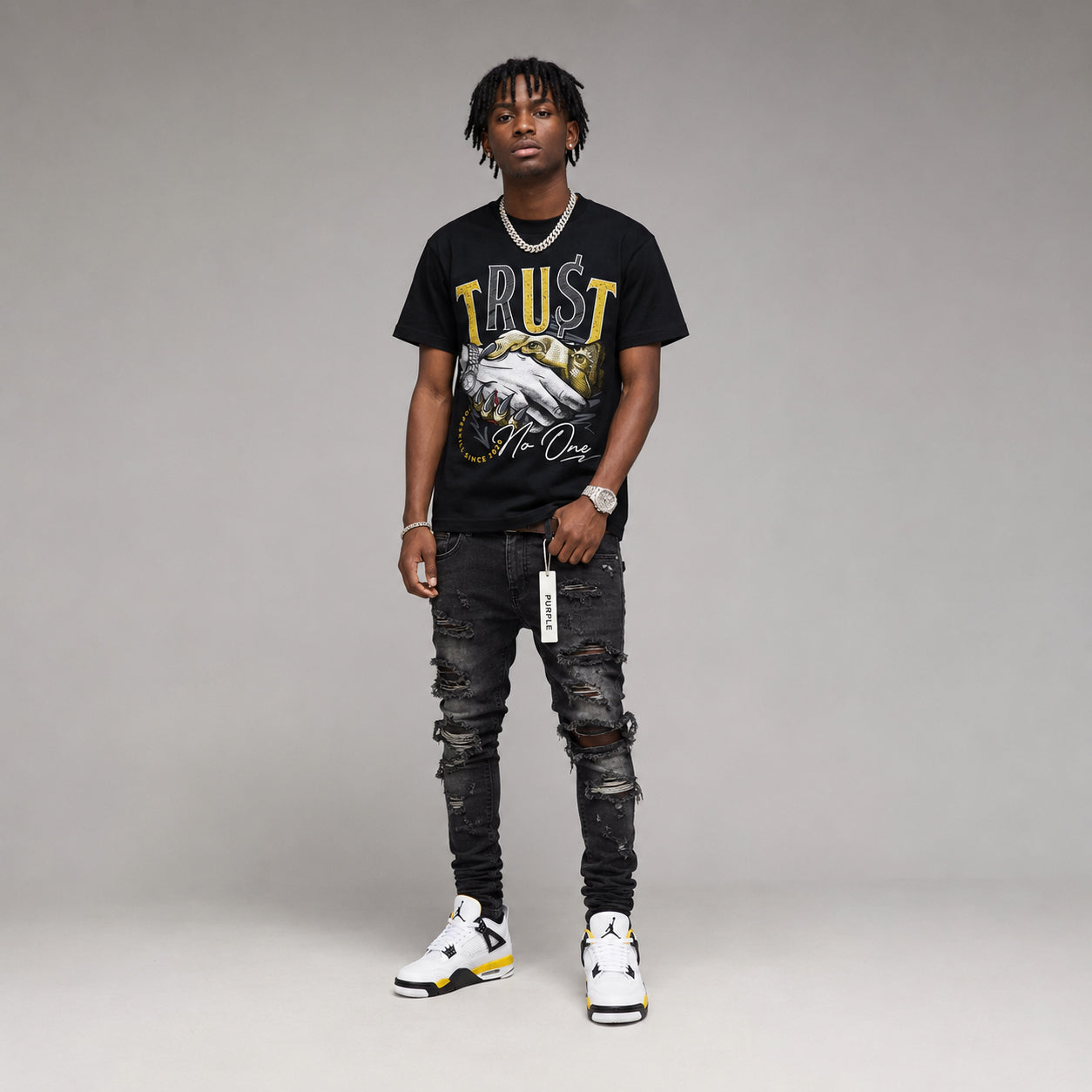 Tour Yellow 4s DopeSkill T-Shirt Trust No One Graphic
