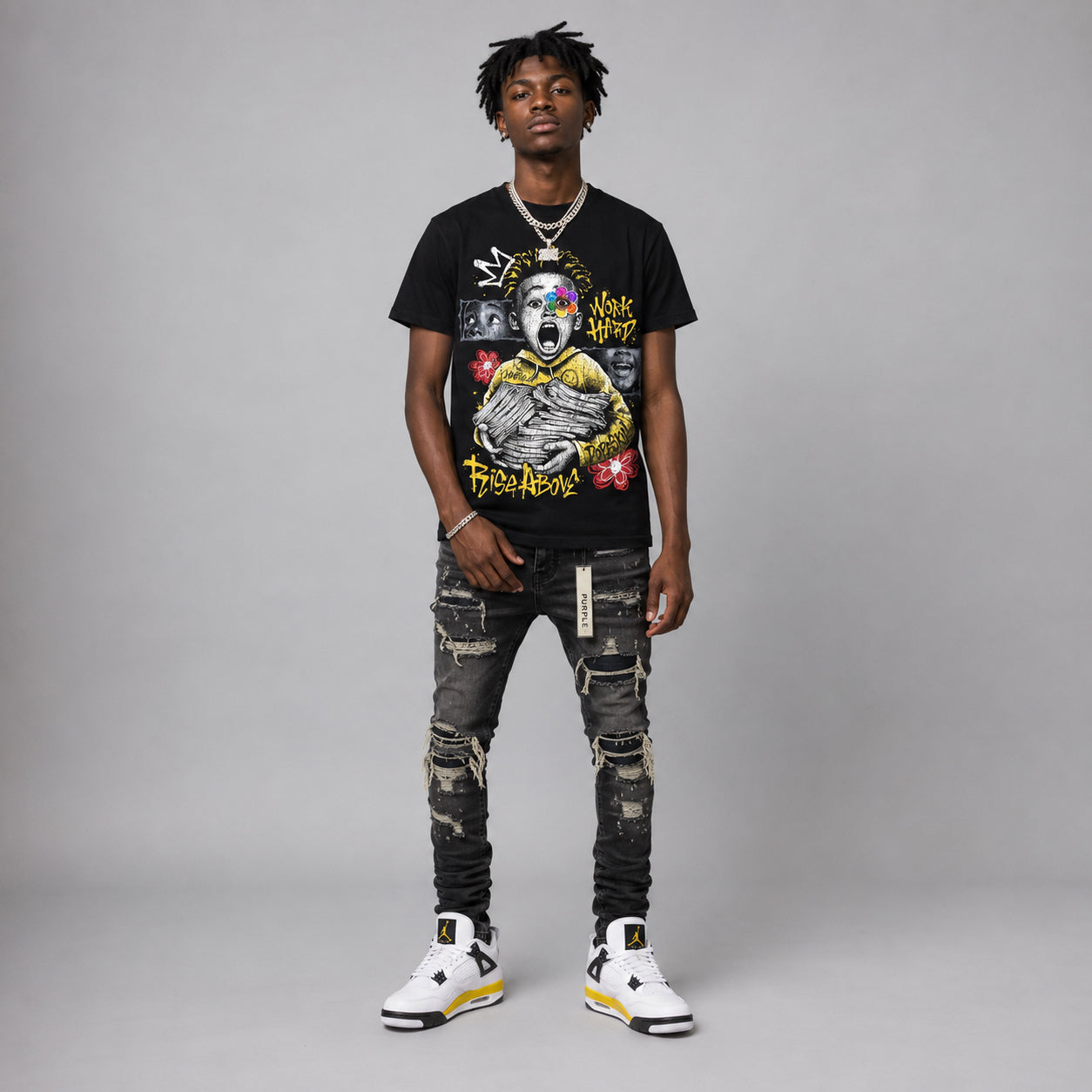 Tour Yellow 4s DopeSkill T-Shirt Work Hard Rise Above Graphic