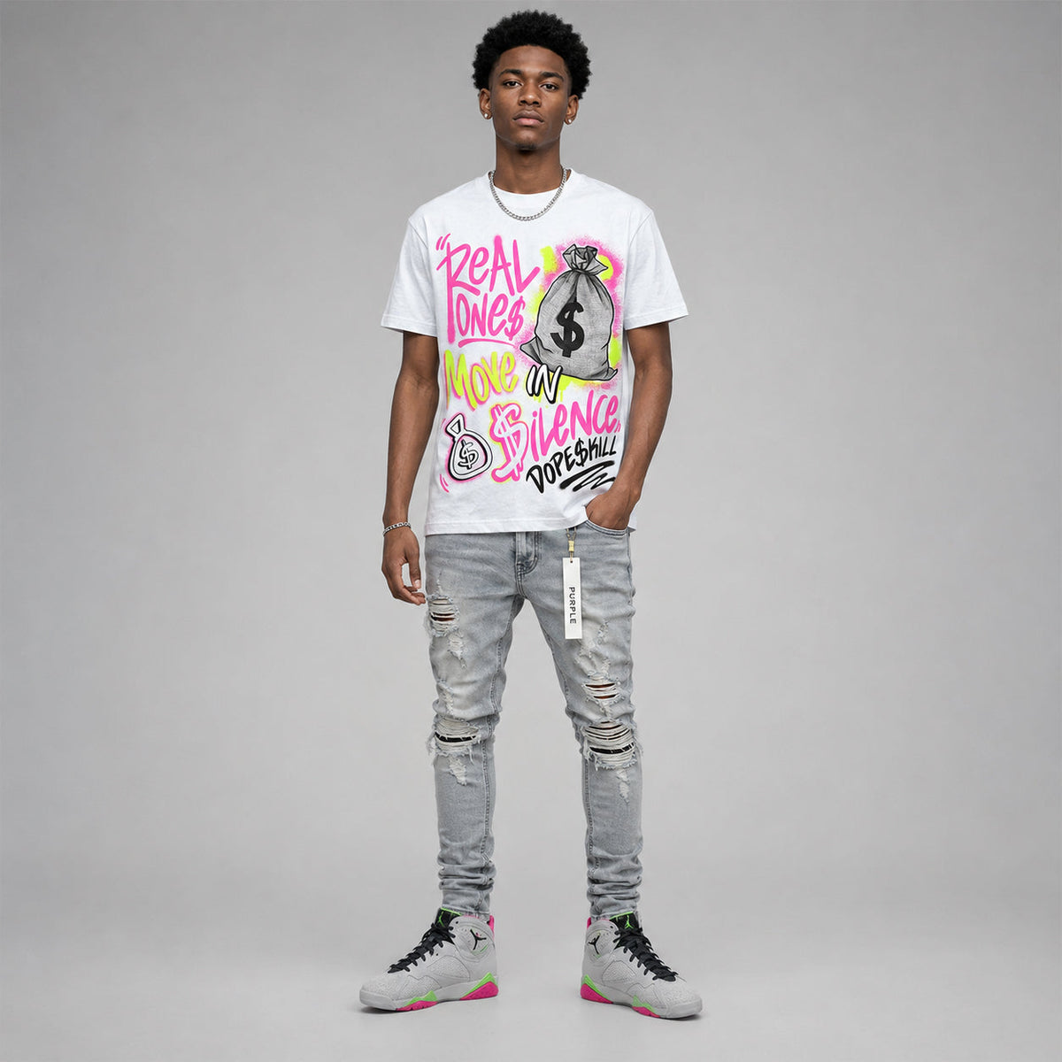 Tennis Day 7s DopeSkill T-Shirt Real Ones Move In Silence Graphic