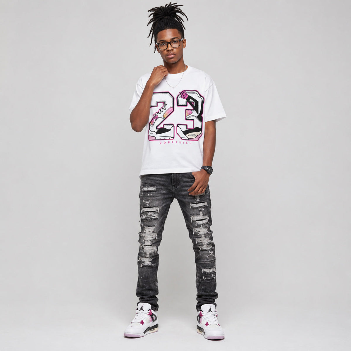 Comic 4s DopeSkill T-Shirt 23 with 4s Pattern Graphic
