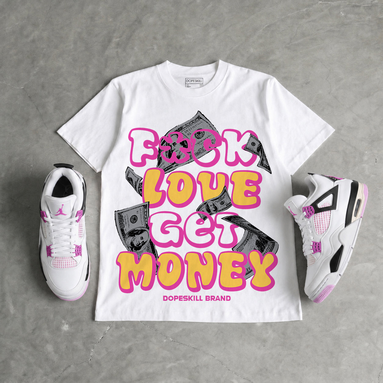 Comic 4s DopeSkill T-Shirt F#ck Love Get Money Graphic