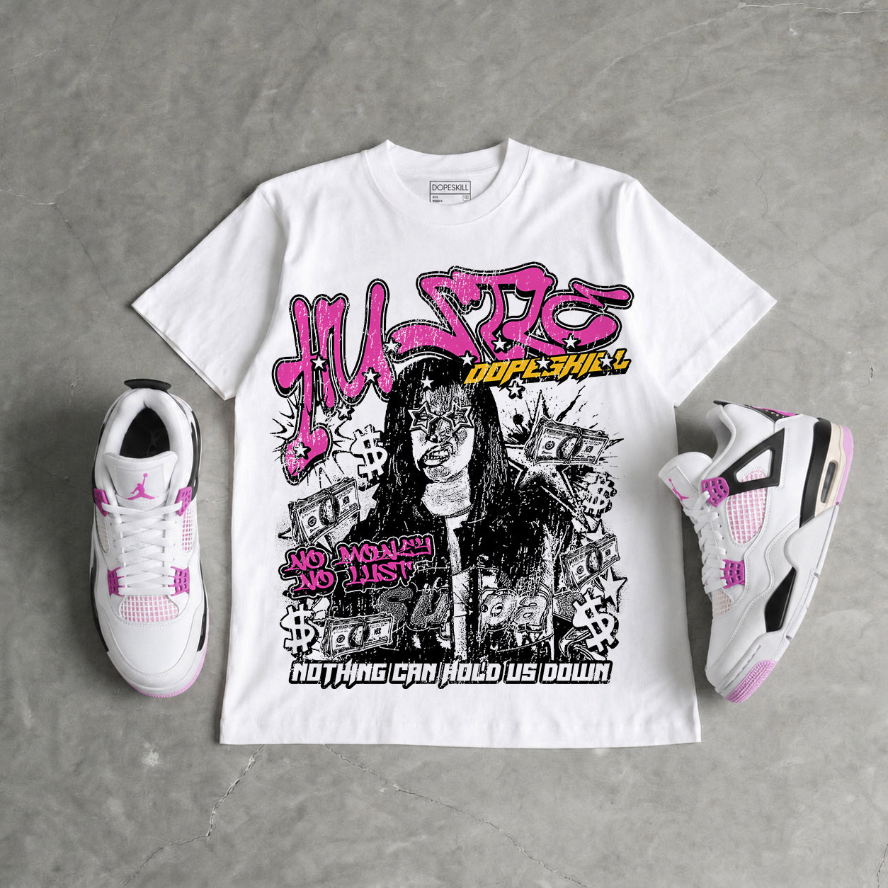Comic 4s DopeSkill Oversize Print T-Shirt No Money No Lust Graphic