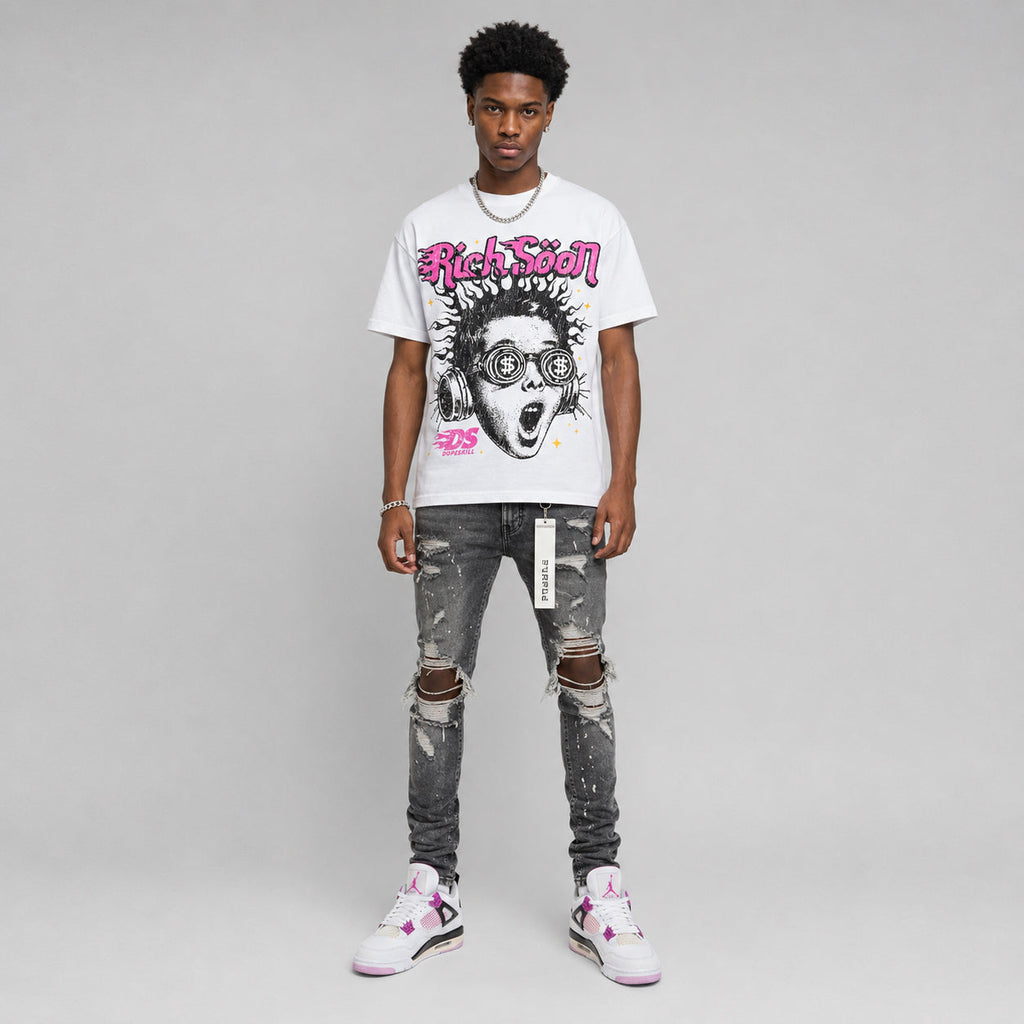 Comic 4s DopeSkill Oversize Print T-Shirt Rich Soon Graphic