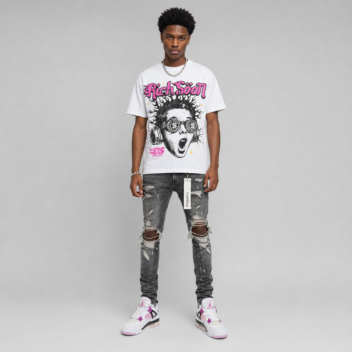Comic 4s DopeSkill Oversize Print T-Shirt Rich Soon Graphic