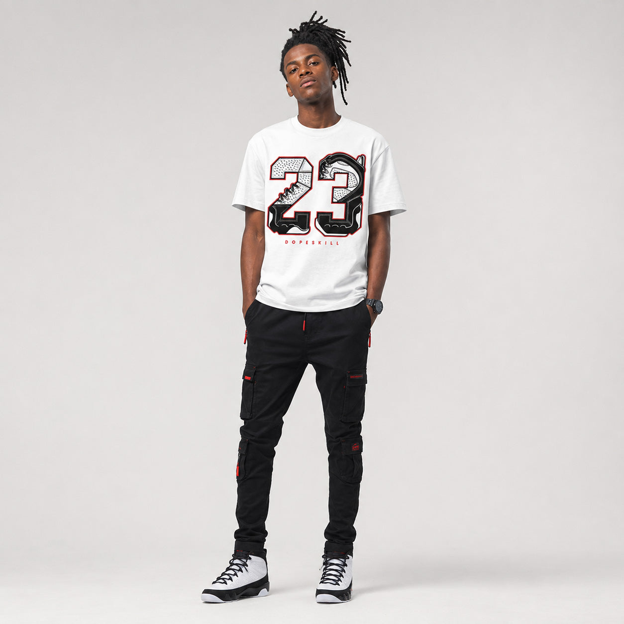 Space Jam 9s DopeSkill T-Shirt 23 with 9s Pattern Graphic