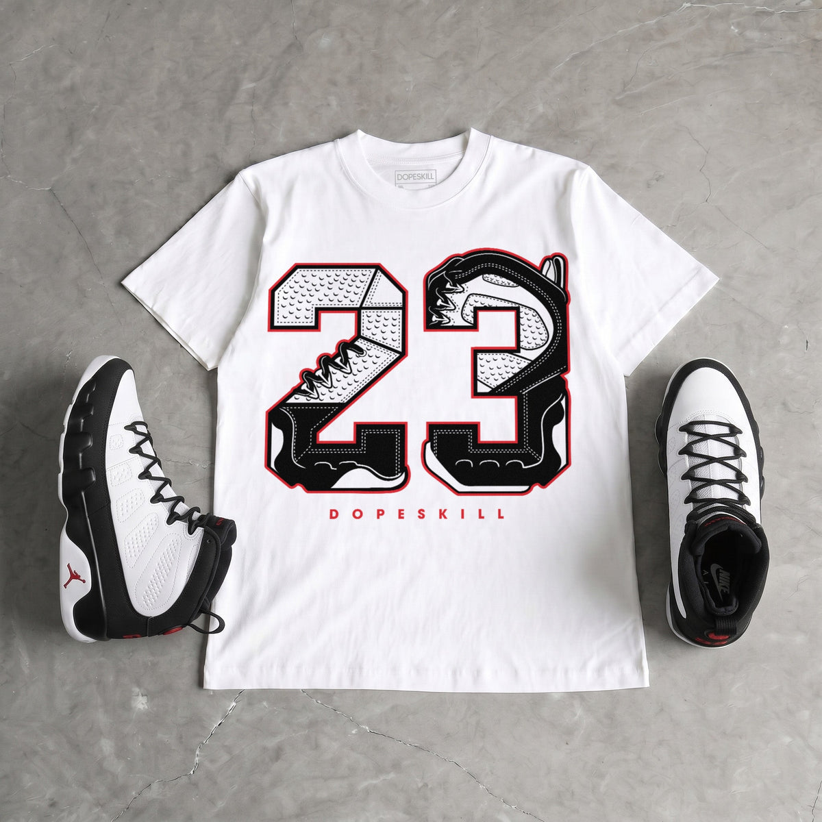 Space Jam 9s DopeSkill T-Shirt 23 with 9s Pattern Graphic