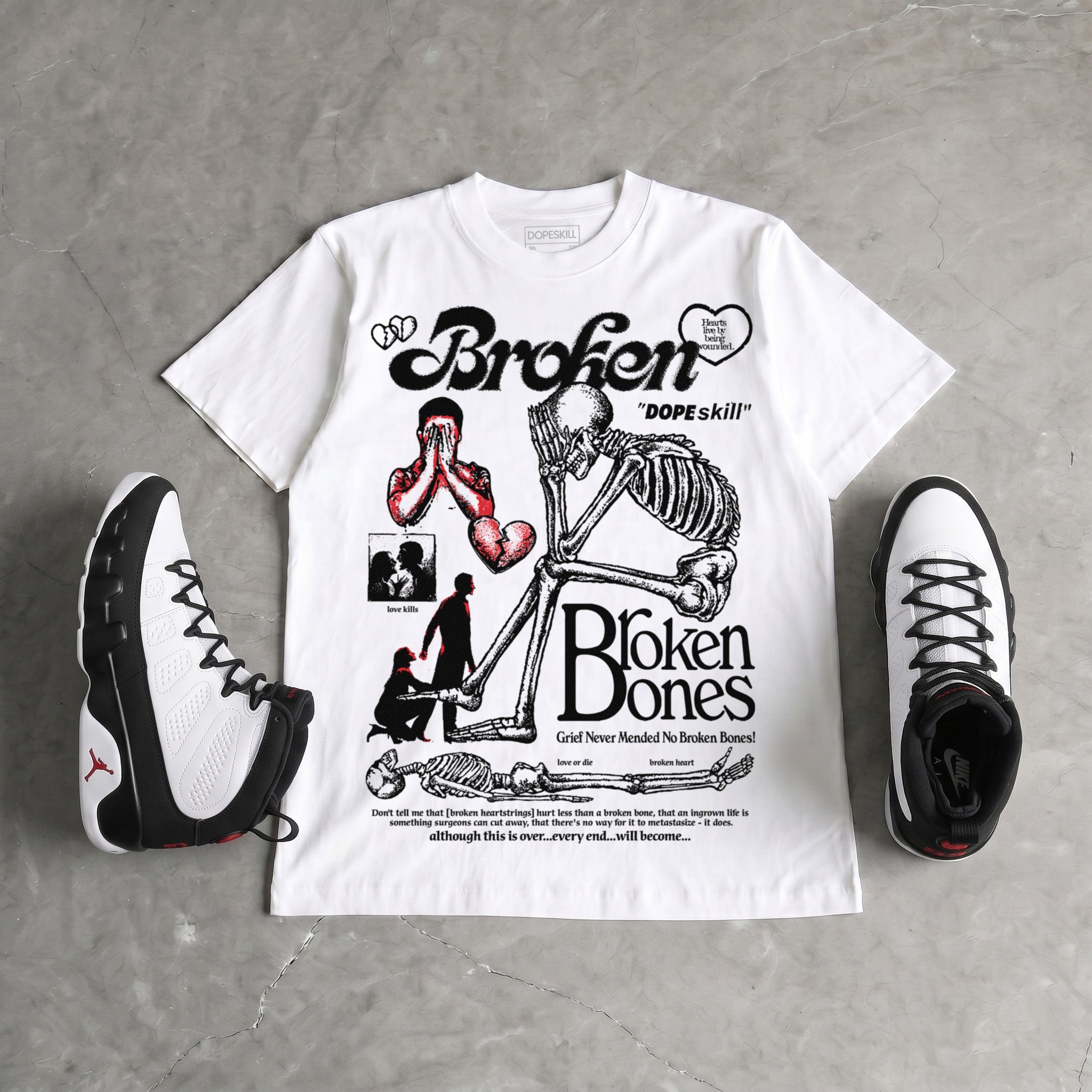 Space Jam 9s DopeSkill T-Shirt Broken Bones Graphic