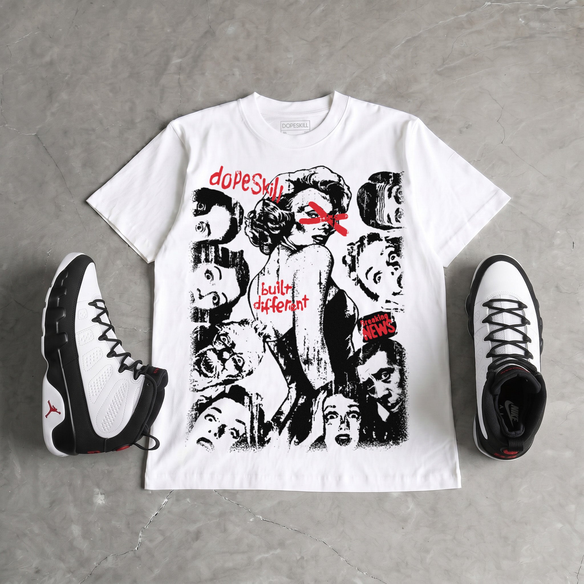 Space Jam 9s DopeSkill T-Shirt Built Different Graphic