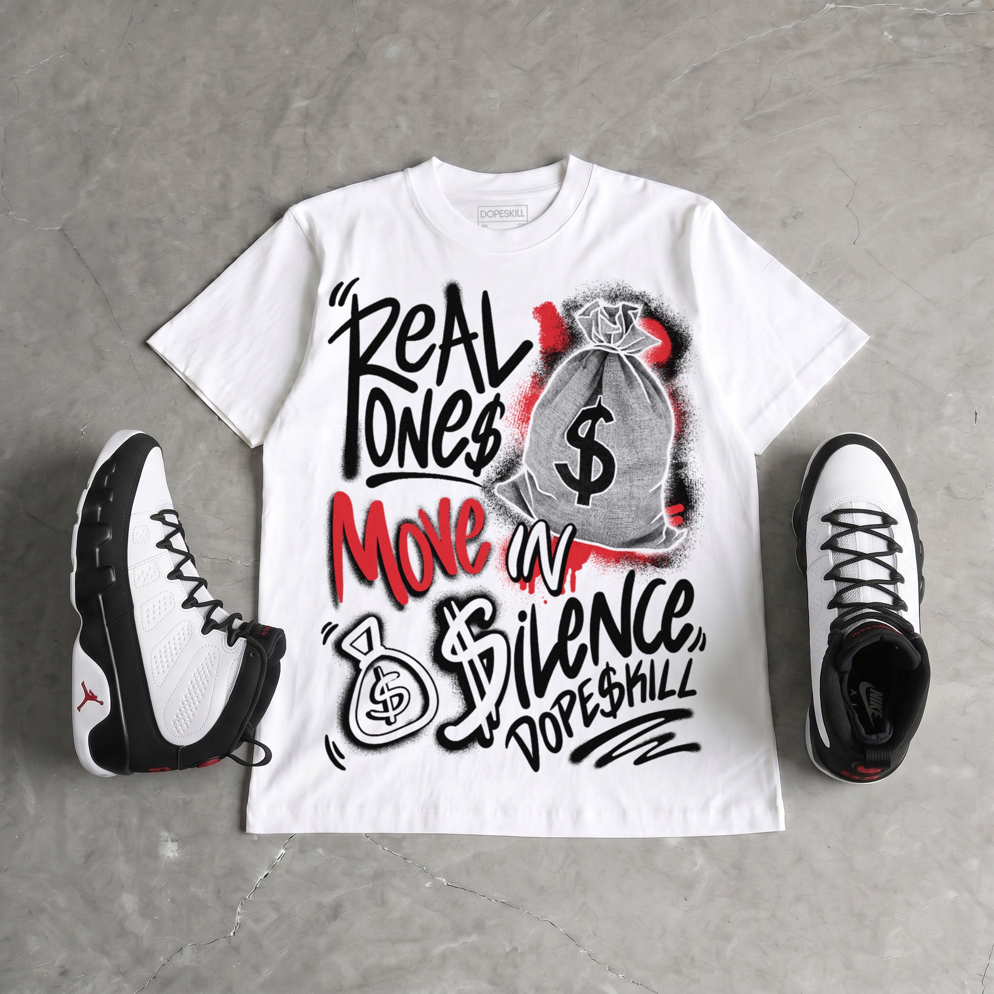 Space Jam 9s DopeSkill T-Shirt Real Ones Move In Silence Graphic