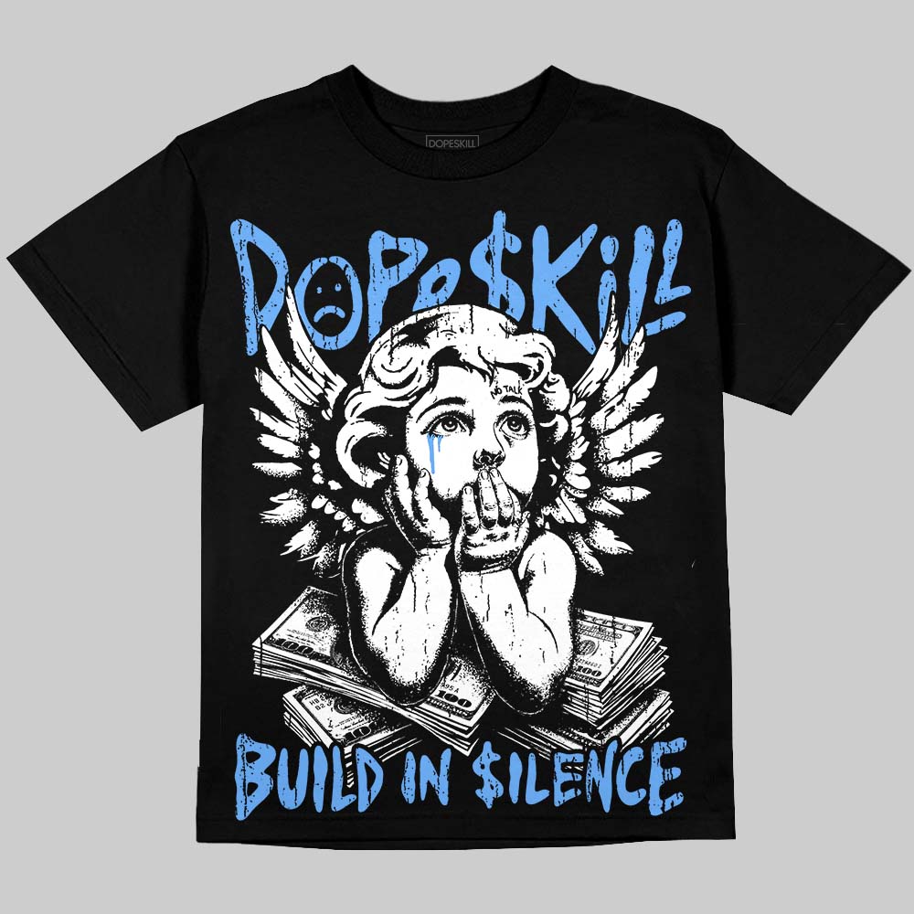 Black University Blue 5s DopeSkill Oversize Print T-Shirt Build in Silence Graphic