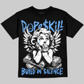 Black University Blue 5s DopeSkill Oversize Print T-Shirt Build in Silence Graphic