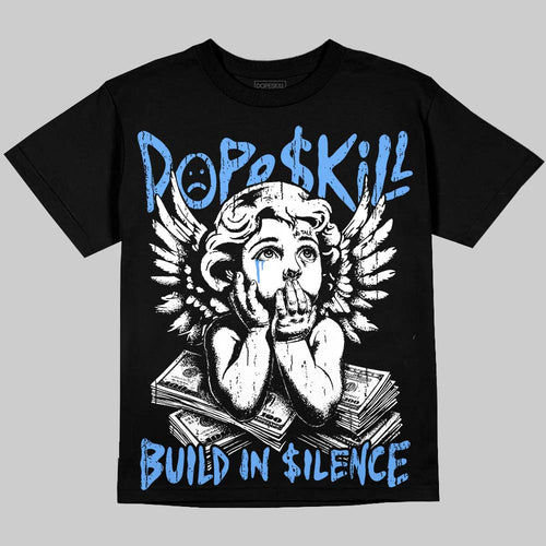 Black University Blue 5s DopeSkill Oversize Print T-Shirt Build in Silence Graphic