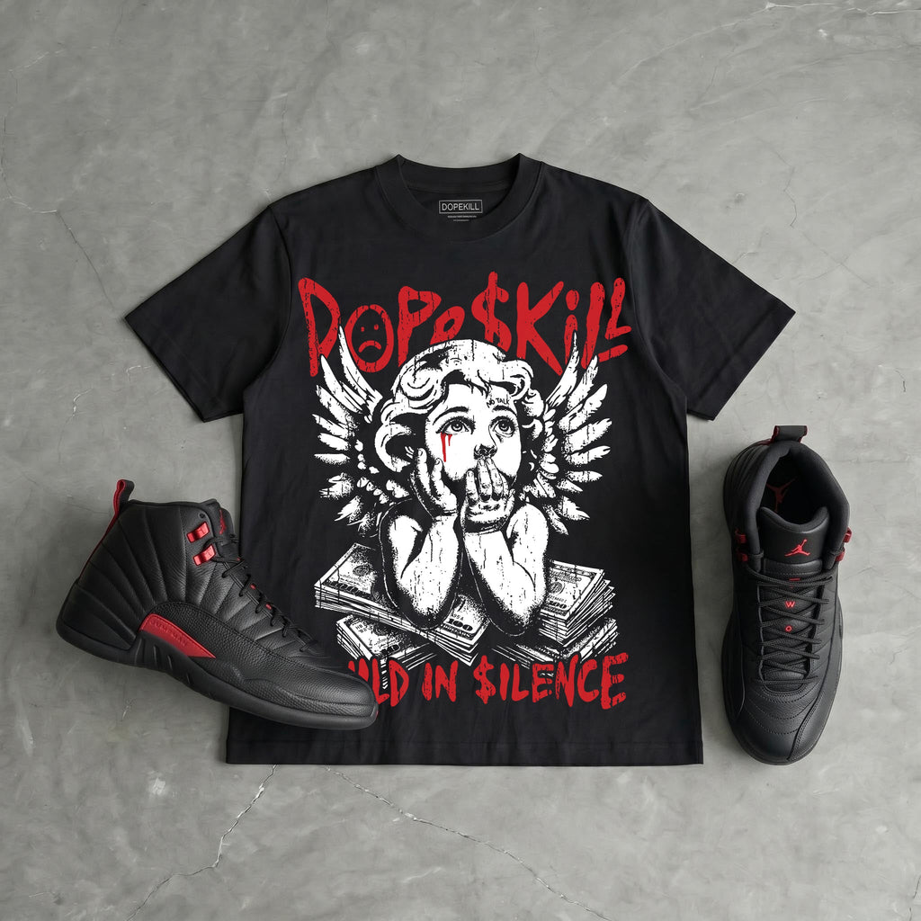 Bloodline 12s DopeSkill Oversize Print T-Shirt Build in Silence Graphic